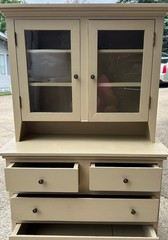 Antique painted child’s wood cabinet /hutch w/ Glass Doors