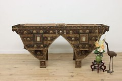 Indian Antique Carved & Painted Giant 9′ Granary Cabinet #52037