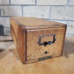 Antique Yawman & Erbe N.Y Oak Wood 1-Drawer Card Catalog Index File Cabinet Box