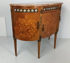 Cabinet Wood Marble top Inlay Marquetry Brass Trims medallions Commode cabinet v