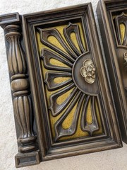 Pair Of Mid Century 1960s Reclaimed Cabinet Doors Yellow Velvet Wood Groovy