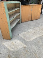 Antique Primitive Painted Shelf Cabinet Cupboard Pantry Country Kitchen 2 Piece