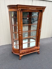 67624 Victorian Mahogany Bow Front Glass China Cabinet with Claw Feet