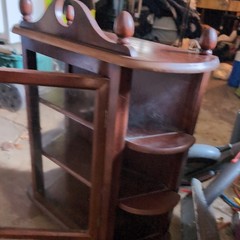 Vintage Glass Front/side Wooden Table Curio Wall Hanging Cabinet Display