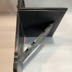 Antique Aesthetic Movement Victorian Ebonized Wall Shelf Velvet Brass H/P Flower