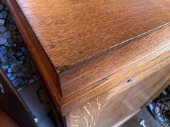2 Rare Antique File Cabinets / Tilt Open Top Paneled Sides Casters