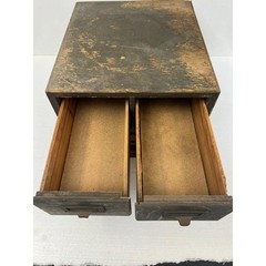 Vintage Green Wood 3 Drawer File Cabinet Rustic Industrial Storage Card Catalog