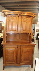 French Antique Oak Art Nuovo Buffet Cabinet / Hutch