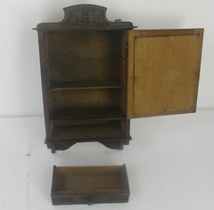 Kitchen Medicine Apothecary Bathroom Cabinet Carved Wood Ornate Beveled Glass