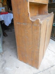 ANTIQUE PRIMITIVE GRAIN PAINTED OPEN TOP STEPBACK CUPBOARD