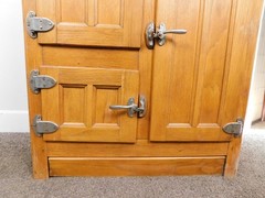 Antique REAL DEAL c1915 ALL Original Oak Ice Box Bar Storage Cabinet Chest VG