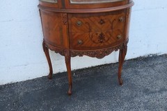 French Early 1900s Carved Inlaid Vitrine Display Curio Cabinet Cupboard 5667