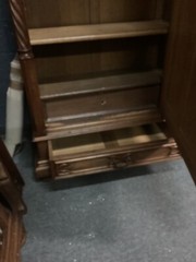 Antique 3 piece Gothic French Walnut Bedroom Set ,Bed , Nightstand , Armoire