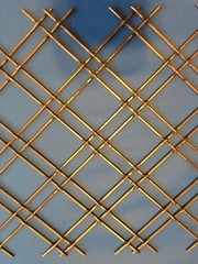 Two Vintage Brass Metal 37.5 x 9 inch Inserts China Closet Cabinet Doors Leading