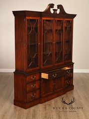Henkel Harris Chippendale Style Mahogany China Cabinet Breakfront