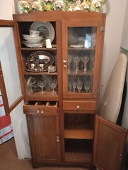 Wooden China Cabinet Antique With Glass Doors