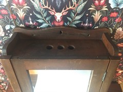 Antique 1900s walnut apothecary Medicine Cabinet wMirror glass wood handcrafted