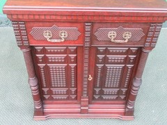 Antique Carved Rosewood Victorian Eastlake Sewing Machine Cabinet Cupboard Desk