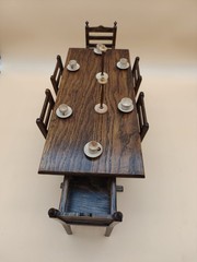 Vintage Apprentice Miniature Dinning Table Handmade Wooden Accessories #2