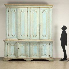 Antique Baroque Double-Body Cupboard Mid-18th Century Lacquered Woo Certified