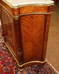 Late 19th Century French Napoleon III Marble Top Inlaid Server Side Cabinet