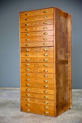 Antique apothecary Map Cabinet Flat File Wood drawer Brass Pulls industrial VTG