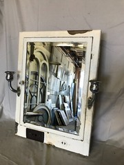 VTG Recessed Medicine Cabinet Beveled Mirror Chrome Sconces Old Metal 613-23B