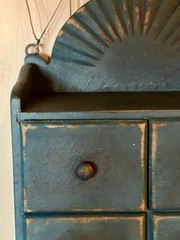 Primitive New England Blue-painted Spice Cabinet.
