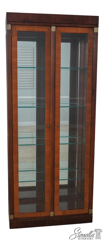60050: Beveled Glass Door Yew Wood Door & Mahogany Display Cabinet