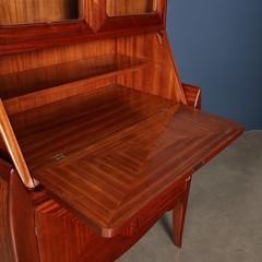 Vintage Trumeau Mahogany Wood Veneer Design Italy 1950s Original