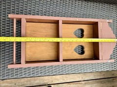 Vintage Wood Wall Mount Cabinet with Heart Cut Outs On Doors Country Farm 27”