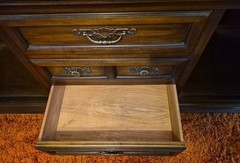 Vintage Drexel Brand bow-front china cabinet