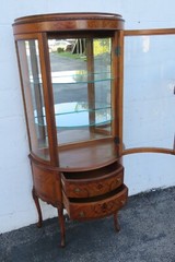 French Early 1900s Carved Inlaid Vitrine Display Curio Cabinet Cupboard 5667