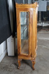 Antique Italian Baroque Rococo Walnut Burr Curio Display Cabinet Glass Showcase