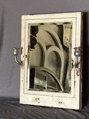 Vtg Mid Century Metal Recessed Medicine Cabinet Chrome Sconces Old Hotel 45-26E