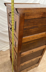 Vintage Tiger Oak File Cabinet Four Drawers One locks Paneled Sides Legal SIze