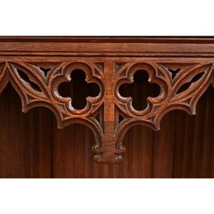 Antique Belgian Gothic Revival Carved Oak Bar Cabinet, Circa 1880s