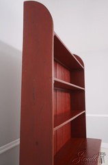 L71161: Country Red Paint Decorated Step Back Cupboard Hutch