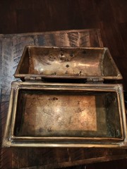 Antique Copper/Brass With Cast iron Support Cabinet Chest Jewelry Box, Heavy.