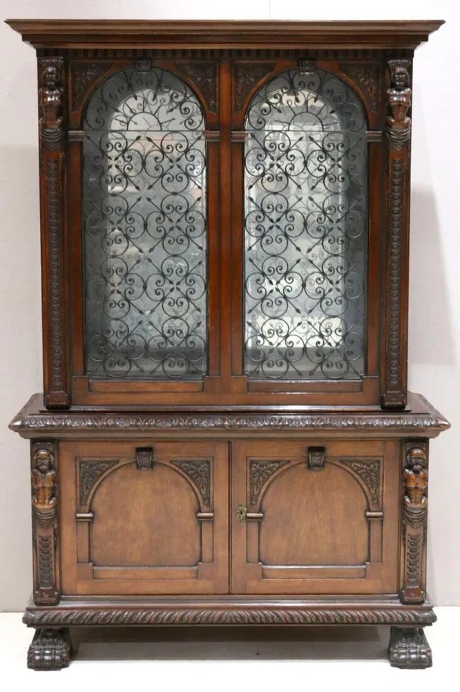 Antique Walnut Italian Cupboard Drinks Bar