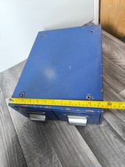 Vintage Metal 2 Drawer Index Card File Cabinet, Unbranded, Shabby Paint blue