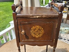 Antique Smoking Stand Cigar Humidor Copper Lined Original Finish, Repairs