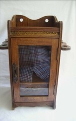 Antique Solid Mahogany Smoker’s Cabinet Ornate Hard Wood  – Glass Door 