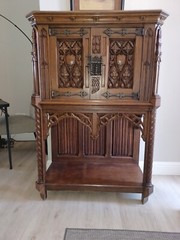 Gothic Revival Cabinet | Hand Painted & Carved| 1880 English Ecclesiastical
