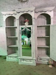 Painted Cottage Shabby Chic French Bookcase / China Hand Made Display Cabinet