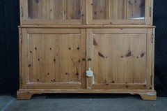 Rare English Knotty Pine Shallow Glazed Glass China Display Cabinet Cupboard 95″