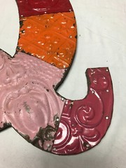 Decorative Salvaged Tin Ceiling 17″ Patchwork Mix Color Metal Letter Q 1613-23B
