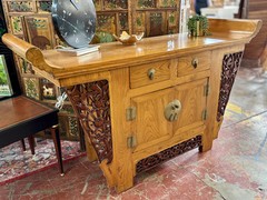 Chinese Altar Styled Sideboard, Cabinet Or Dry Bar, 71.5″ Wide x 36.75″ Tall