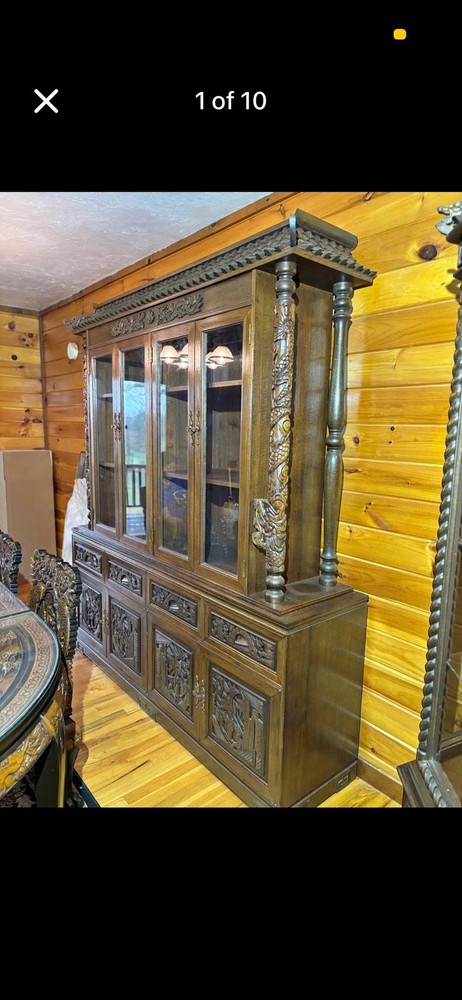 Antique Vintage Asian Oriental hutch China cabinet