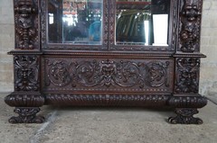 Important Pair Antique R.J. Horner Renaissance Revival Mahogany Bookcase Cabinet